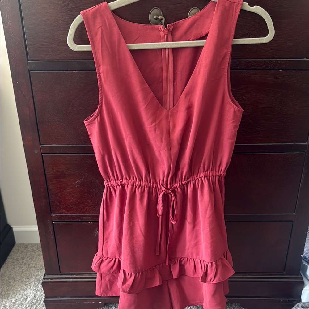 Red Sleeveless Ruffle Romper